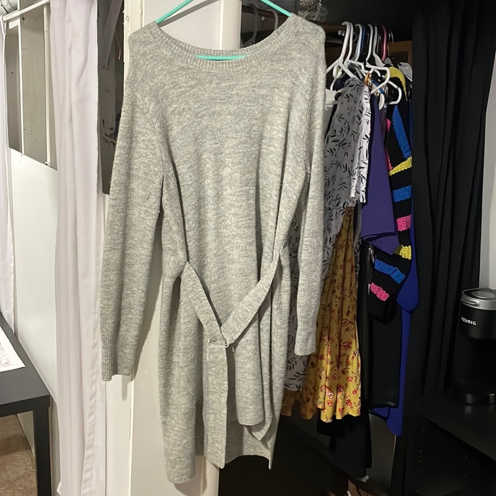 Gray sweater dress